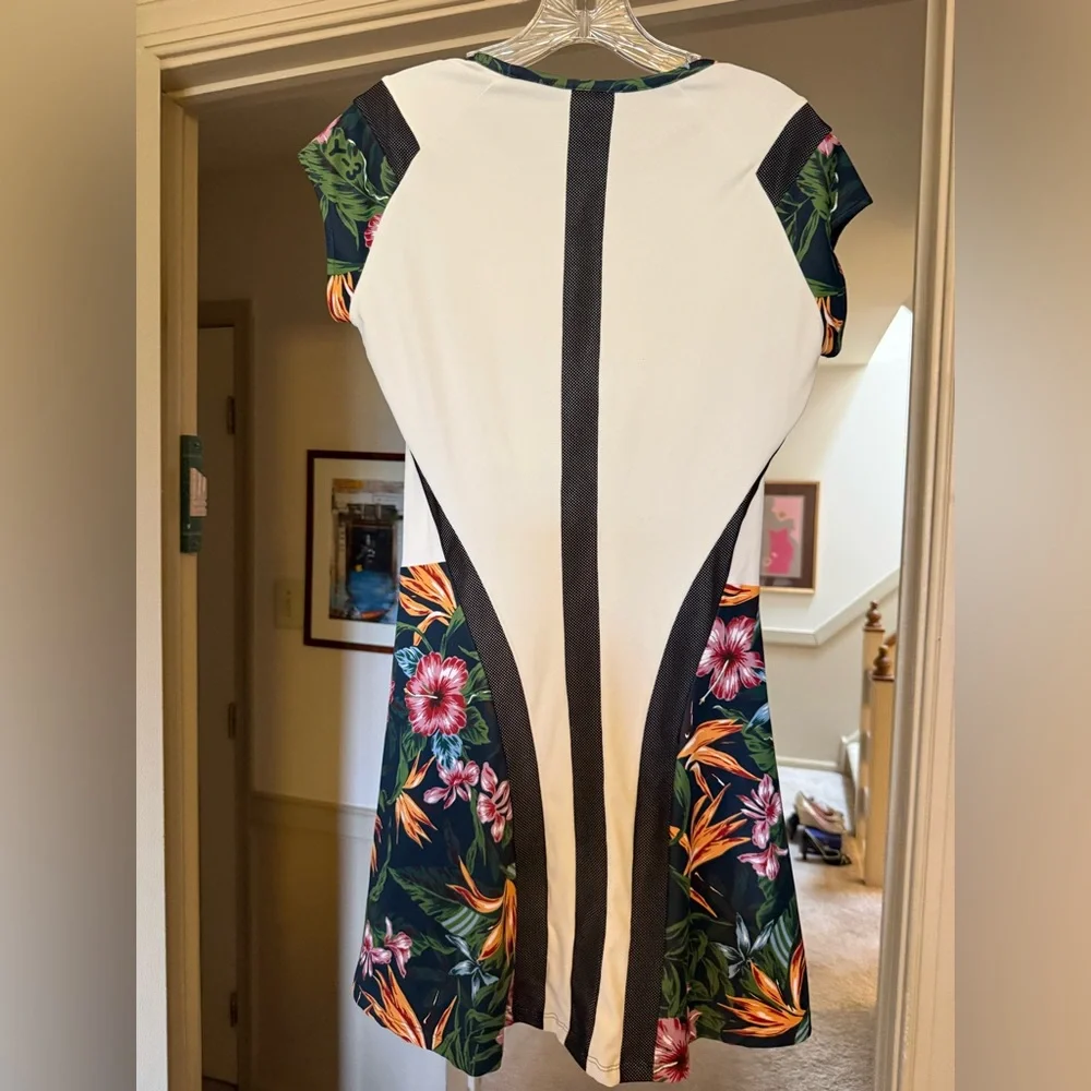 Adidas Y-3 White and Black Floral Tennis Dress - Picture 4 of 8